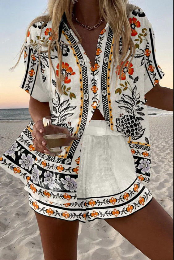 Alessia – Floral Linen Women’s Summer Set