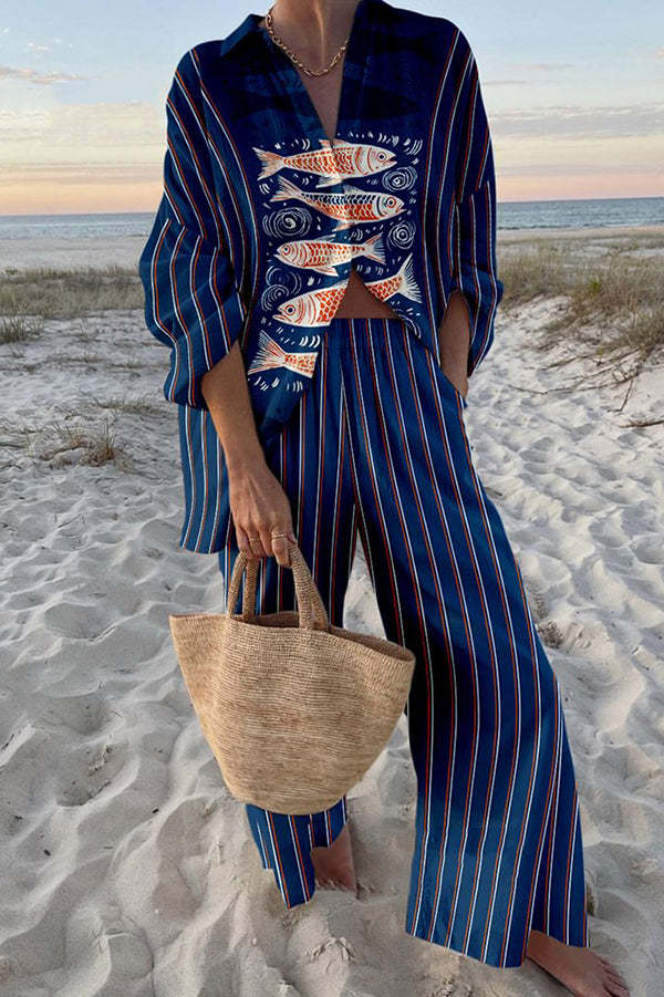 Marina – Ocean Blue Women’s Beachwear Set