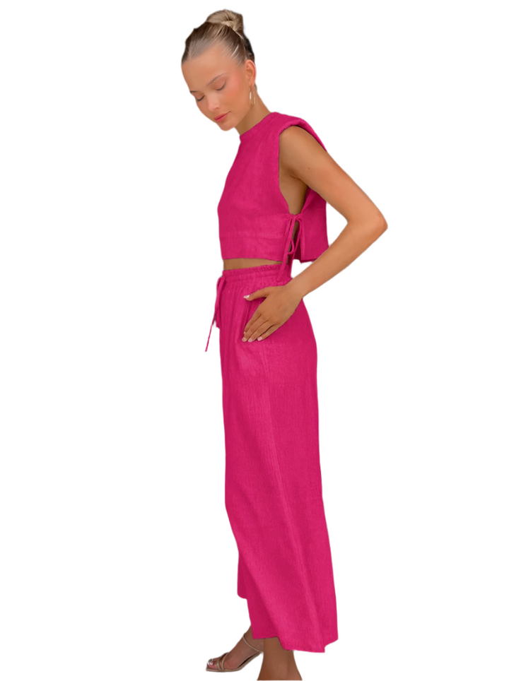 Melodie – Women's Casual Crop Top and Wide Leg Pants Set