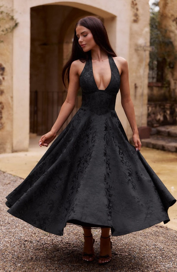 Kiara – Women’s Floral Jacquard Tulle Midi Dress