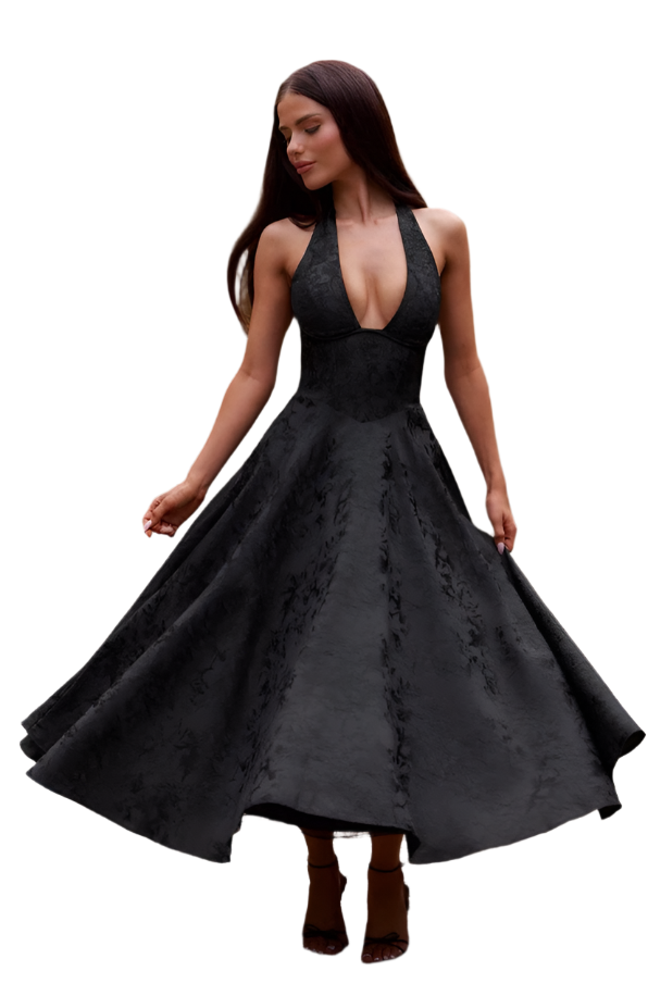 Kiara – Women’s Floral Jacquard Tulle Midi Dress
