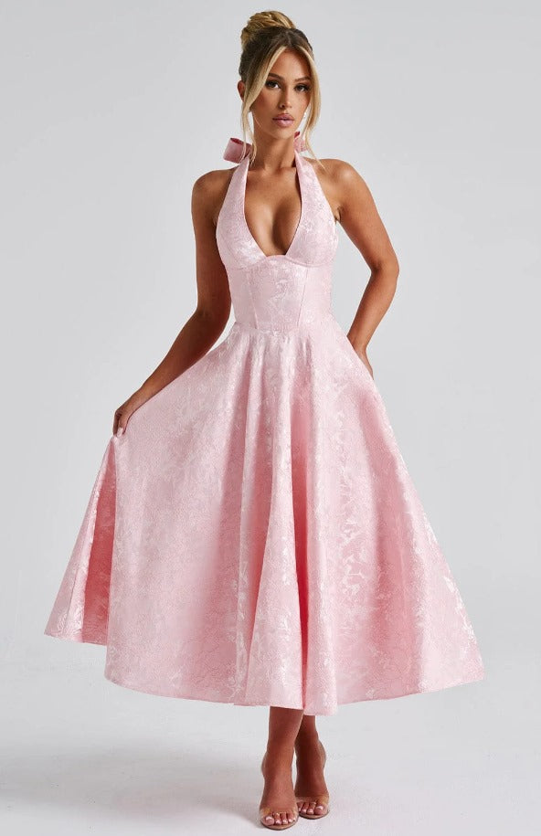 Kiara – Women’s Floral Jacquard Tulle Midi Dress