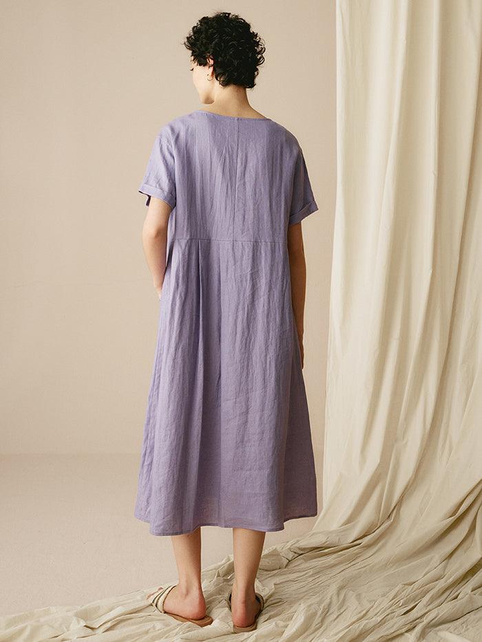 Caroline – Relaxed Fit Women’s Linen Pinstripe Dress