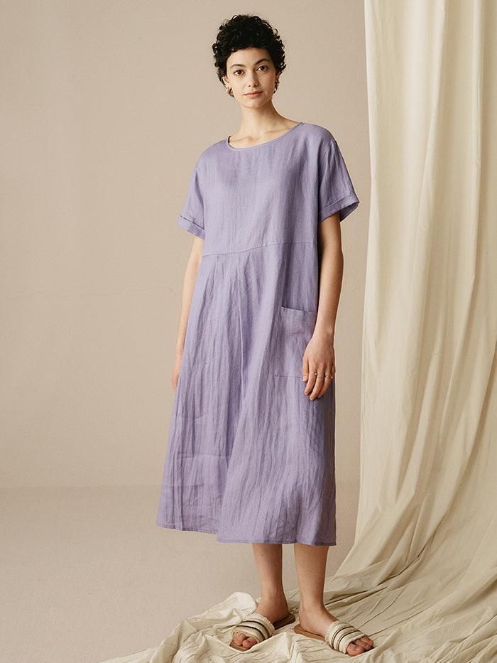 Caroline – Relaxed Fit Women’s Linen Pinstripe Dress