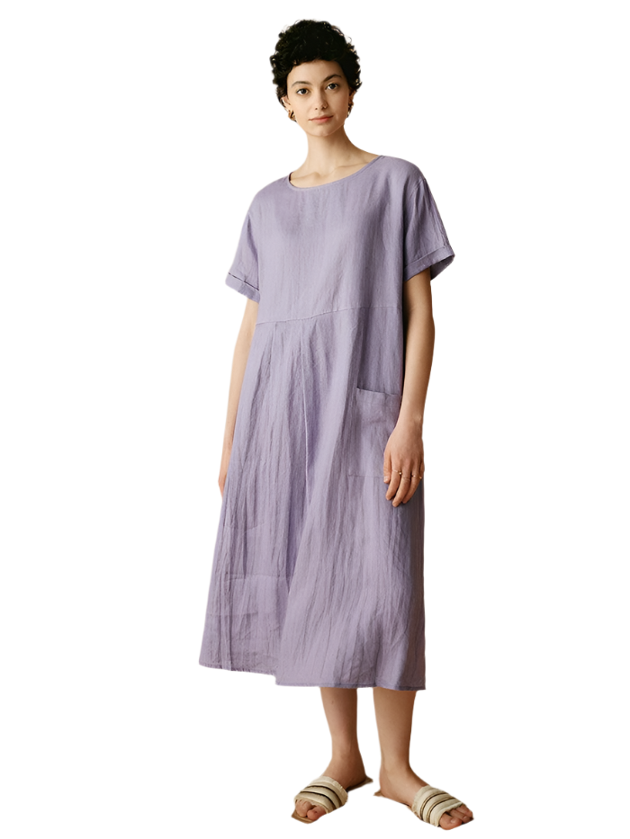 Caroline – Relaxed Fit Women’s Linen Pinstripe Dress