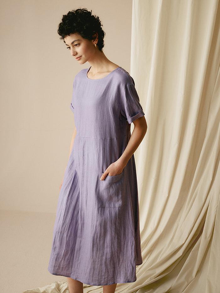 Caroline – Relaxed Fit Women’s Linen Pinstripe Dress
