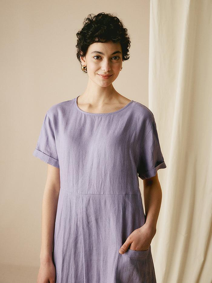 Caroline – Relaxed Fit Women’s Linen Pinstripe Dress