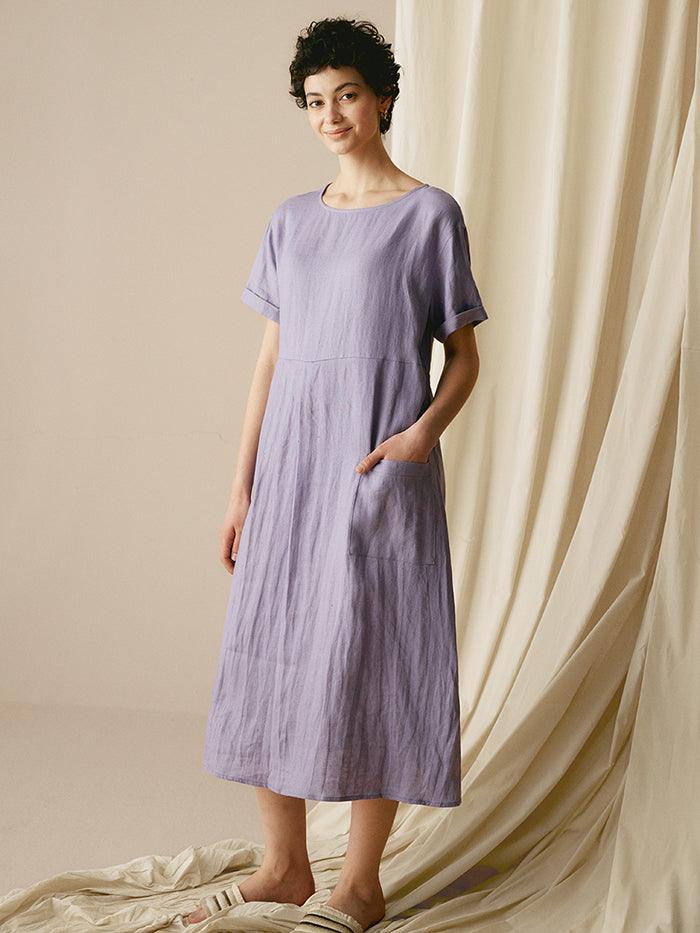 Caroline – Relaxed Fit Women’s Linen Pinstripe Dress