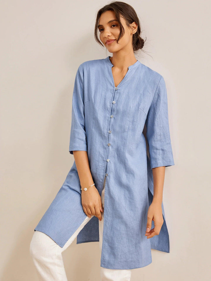 Chelsea – Button-Detail Women’s Longline Top