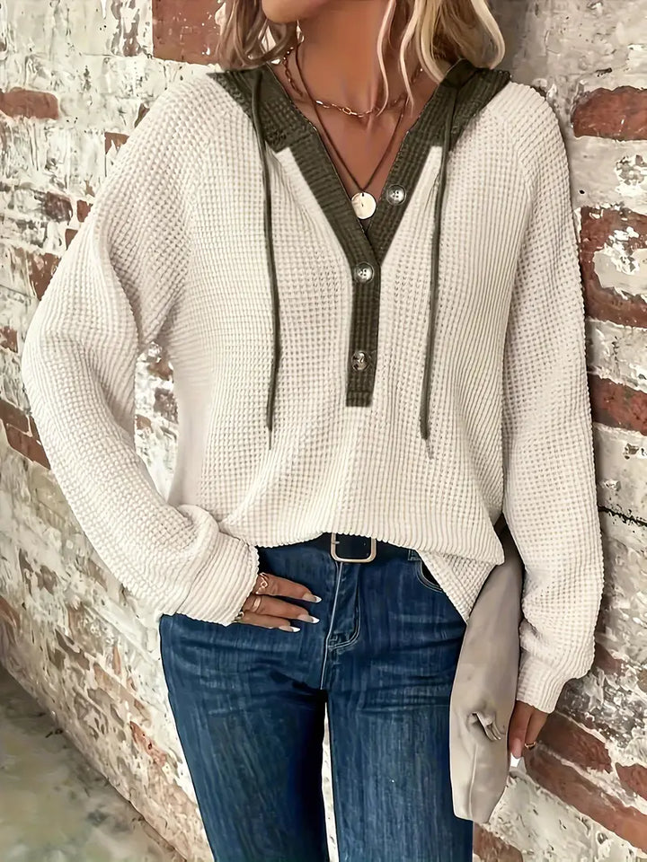 Fiora – Waffle-Knit Women’s Cozy Hoodie