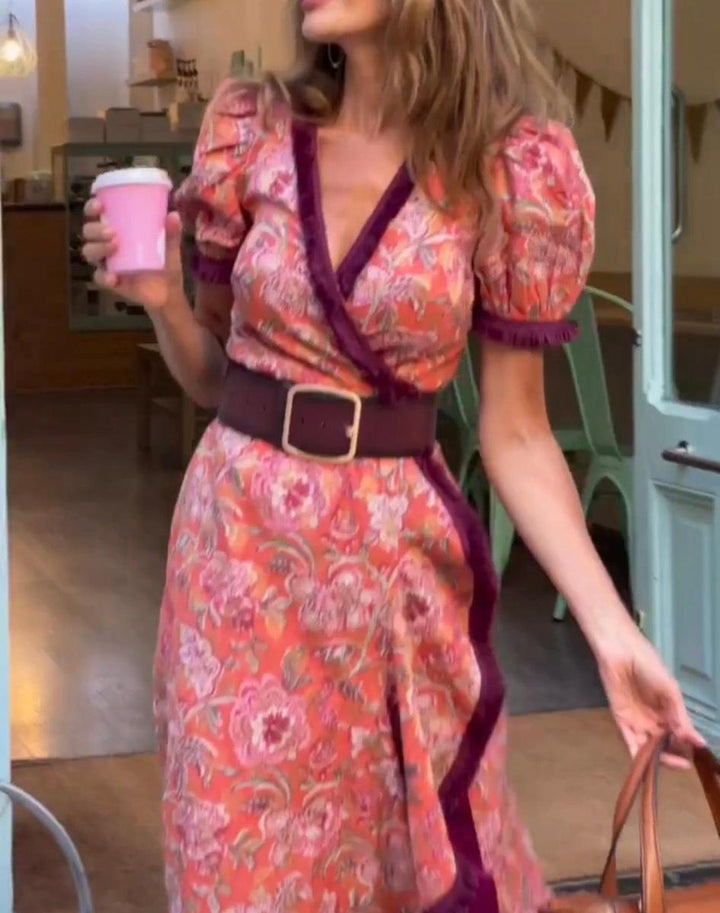Giulia – Elegant Pink Short Sleeve Maxi Dress for Women