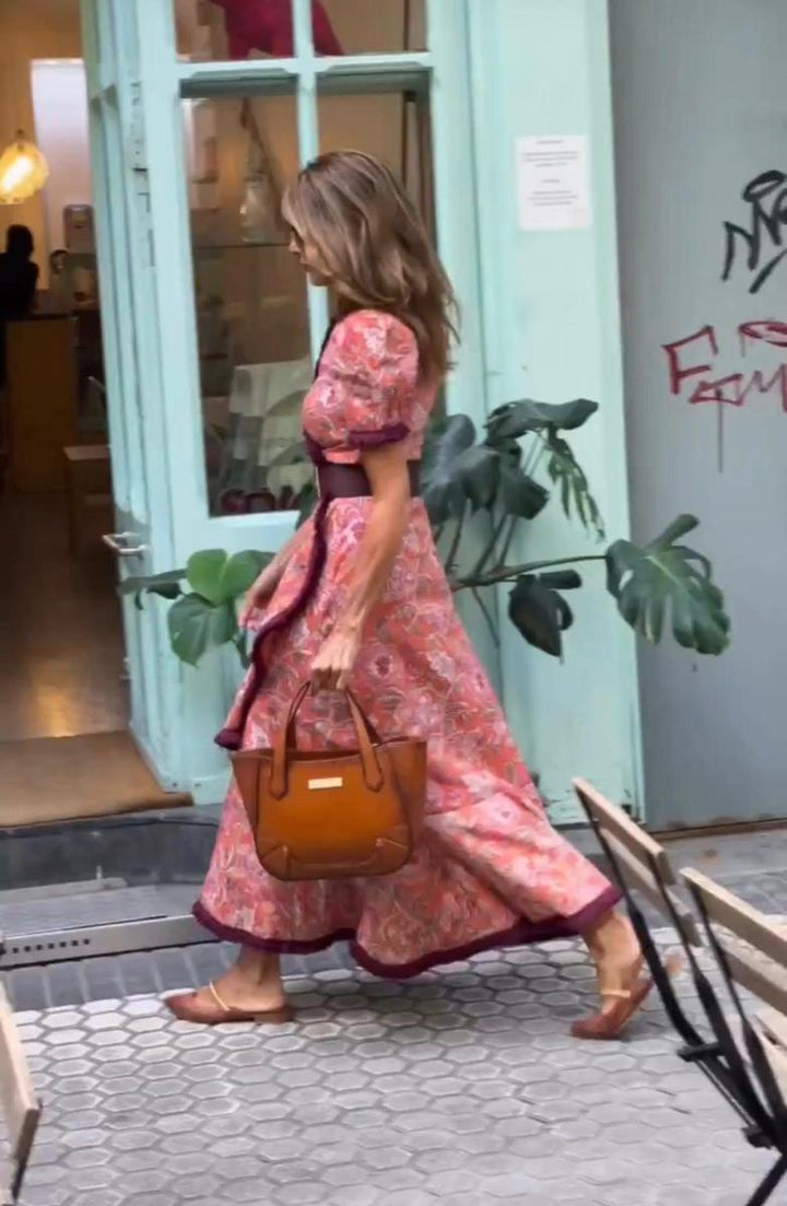 Giulia – Elegant Pink Short Sleeve Maxi Dress for Women