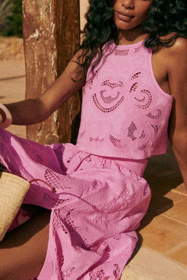 Clara – Embroidered Lace Two-Piece Set for Women