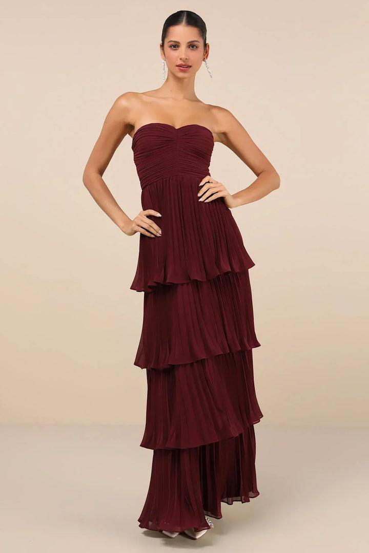 Piper – Women's Strapless Tiered Maxi Dress