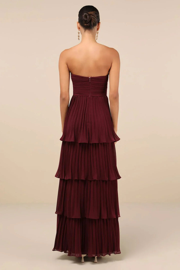 Piper – Women's Strapless Tiered Maxi Dress