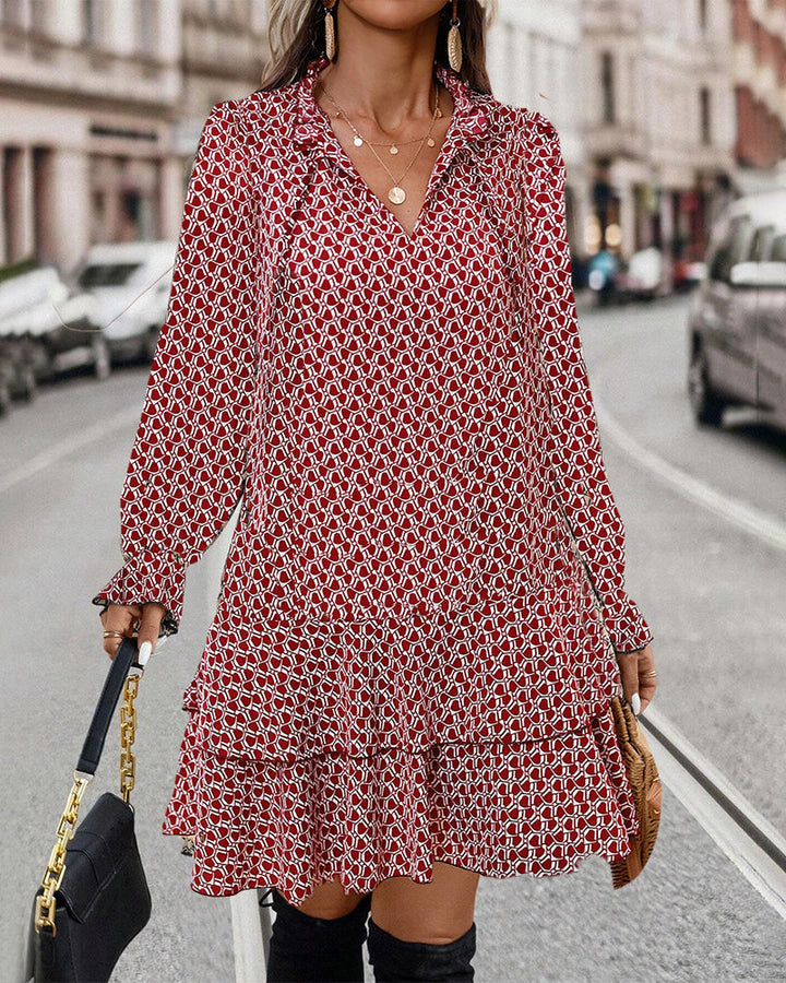 Lina – Geometric Pattern Dress for Women