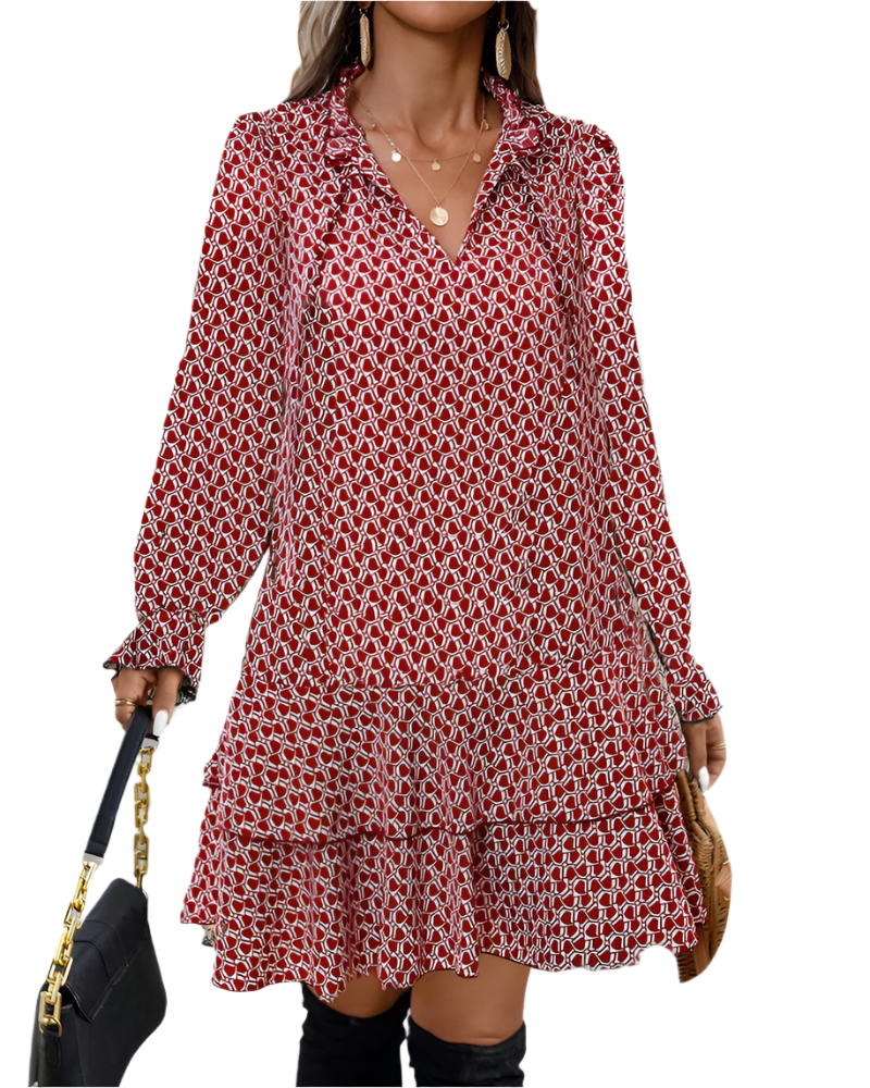 Lina – Geometric Pattern Dress for Women