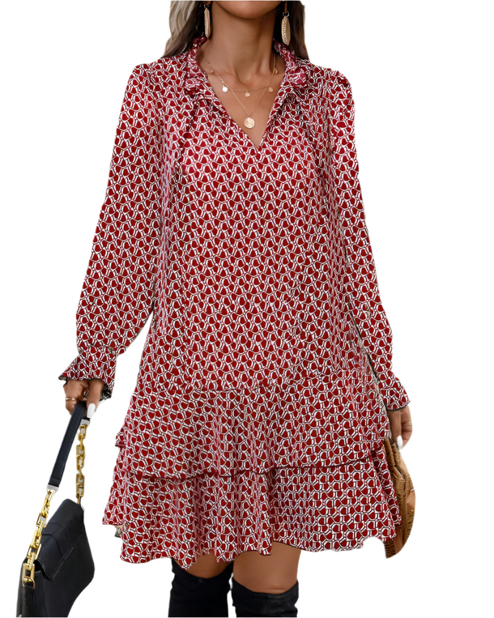Lina – Geometric Pattern Dress for Women