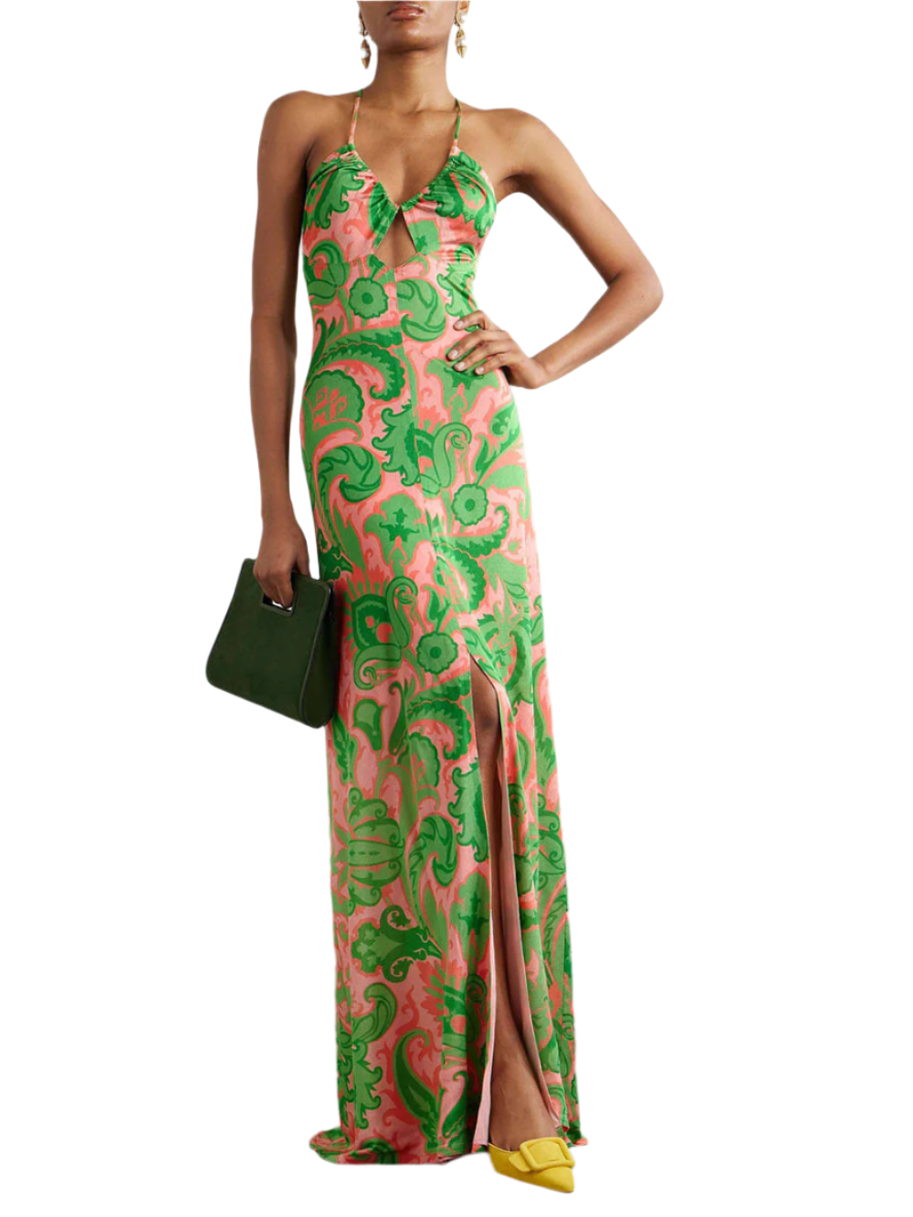 Serafina – Printed Satin Women’s Cutout Maxi Dress