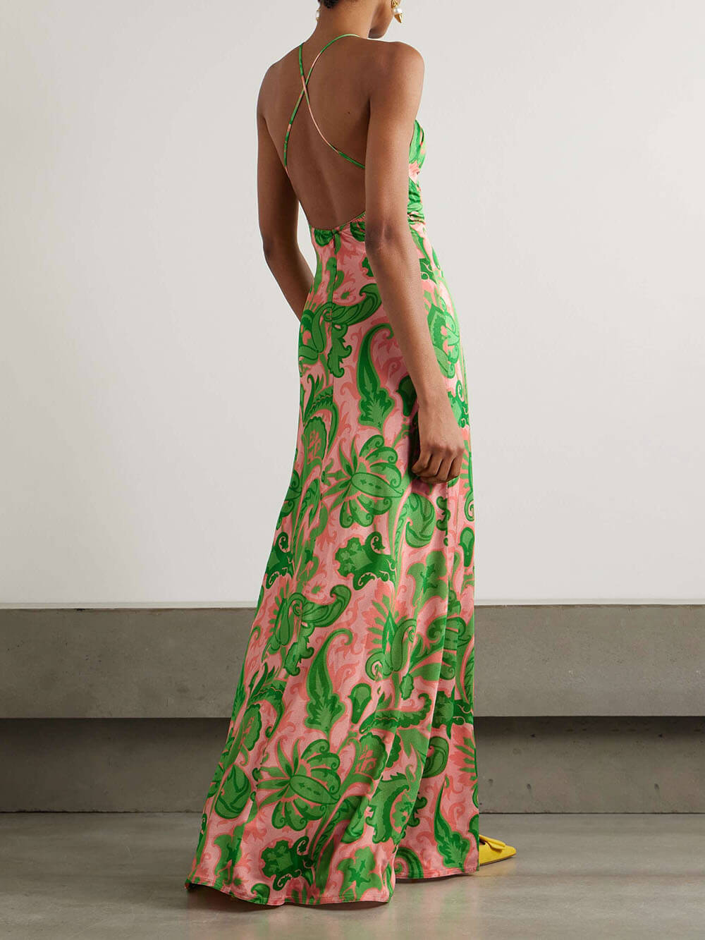 Serafina – Printed Satin Women’s Cutout Maxi Dress
