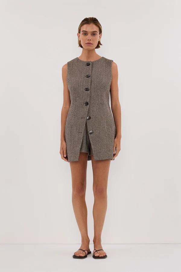 Brittany – Tailored Women’s Choc Tunic Vest Set