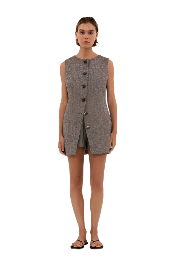 Brittany – Tailored Women’s Choc Tunic Vest Set