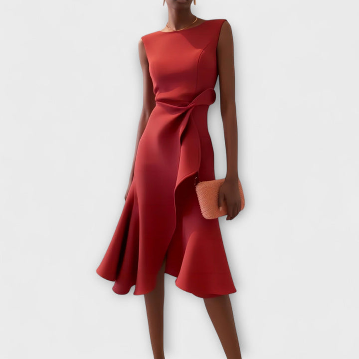 Coleen – Draped Asymmetric Women’s Midi Dress