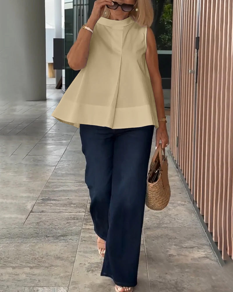 Dana – Sleeveless Solid Colour Blouse for Women