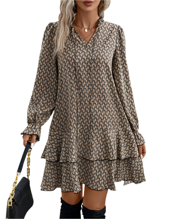 Lina – Geometric Pattern Dress for Women