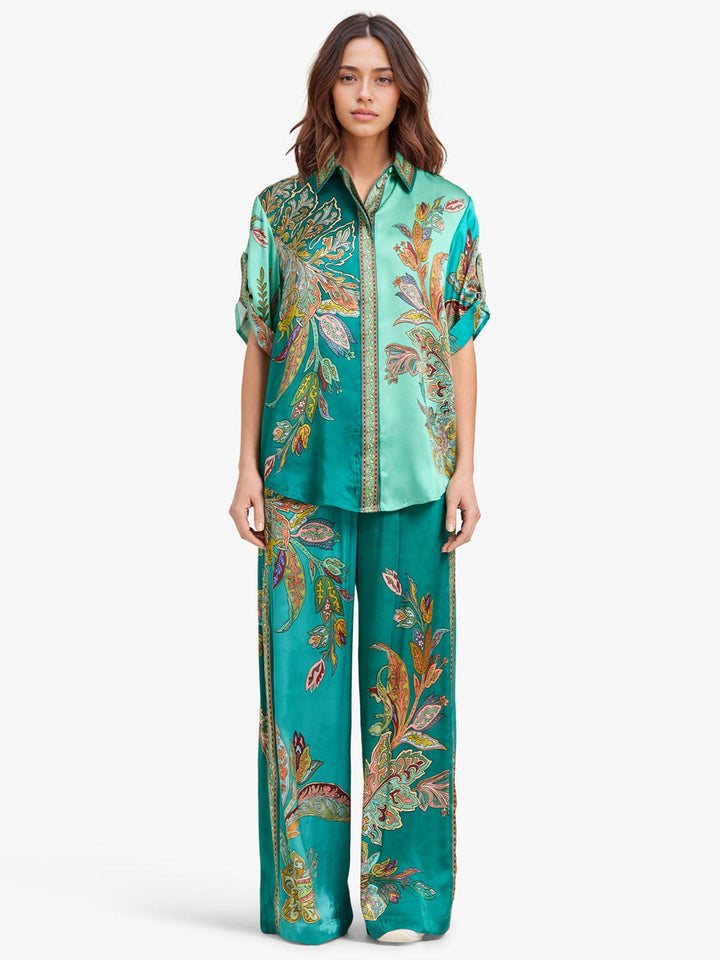 Geneviève – Emerald-Tone Oversized Women’s Button-Up Shirt