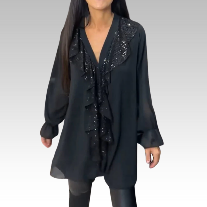 Bella – Sequin-Detail Women’s V-Neck Blouse