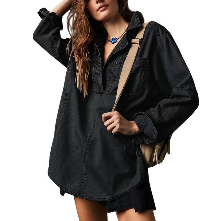 Laurènne – Button-Up Women’s V-Neck Blouse