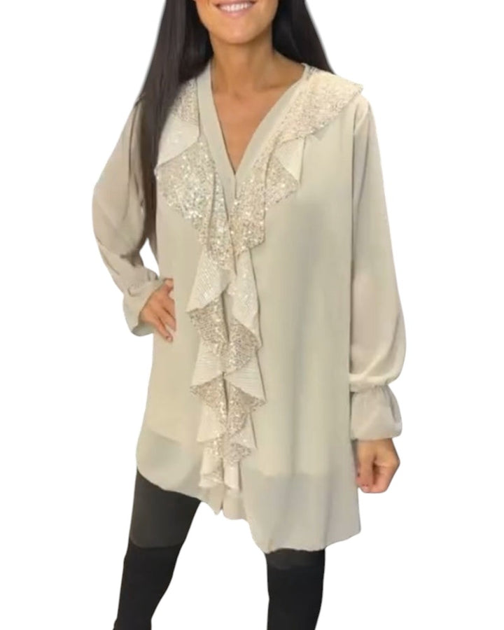 Bella – Sequin-Detail Women’s V-Neck Blouse
