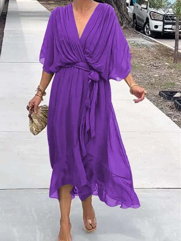 Gianna – Flowy V-Neck Women’s Chiffon Dress