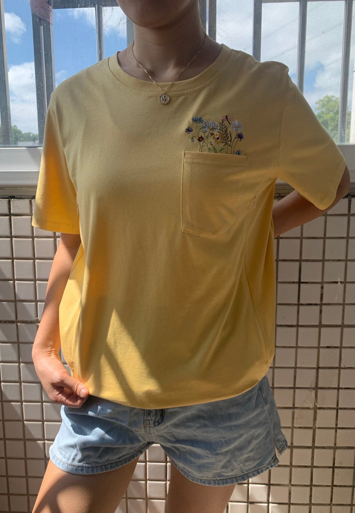 Sofia – Yellow Floral Nursing Tee for Women