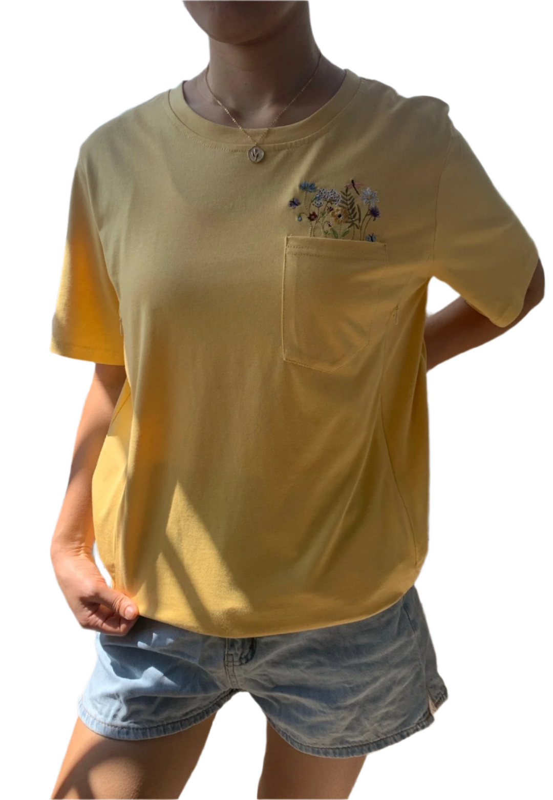 Sofia – Yellow Floral Nursing Tee for Women