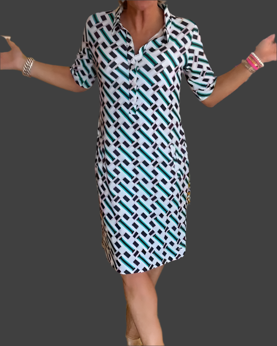 Graziella – Geometric Print Women’s V-Neck Dress