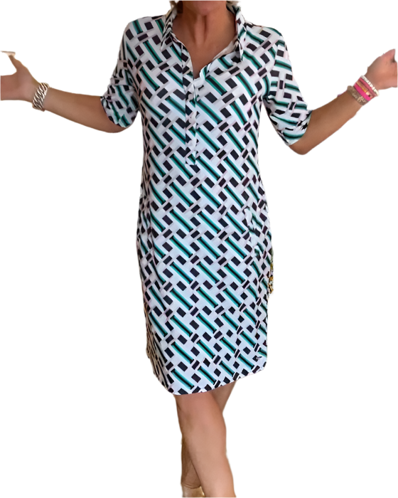 Graziella – Geometric Print Women’s V-Neck Dress