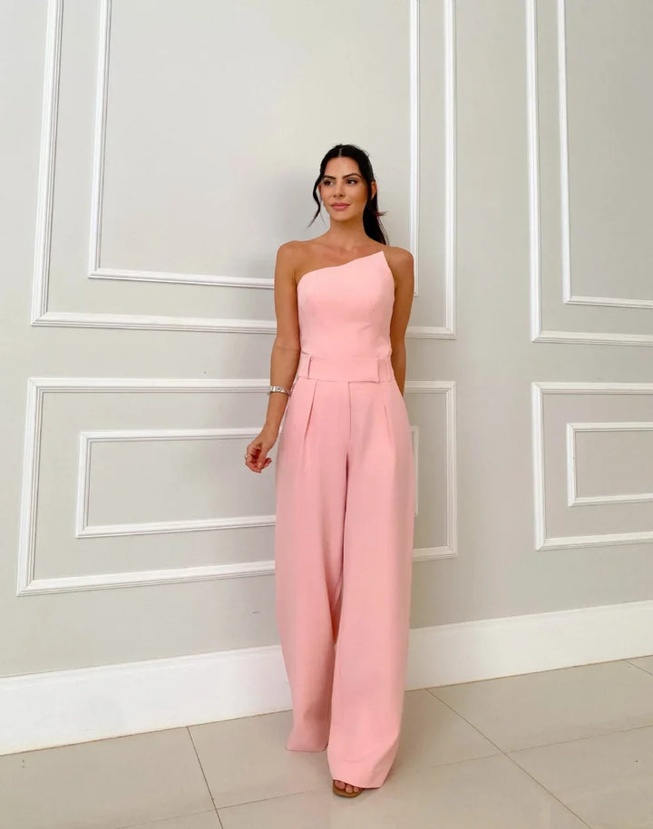 Eliana – Minimalist Women’s One-Shoulder Top & Palazzo Set