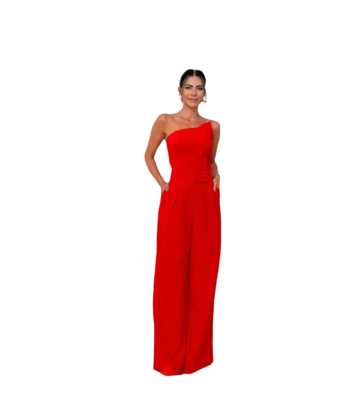 Eliana – Minimalist Women’s One-Shoulder Top & Palazzo Set