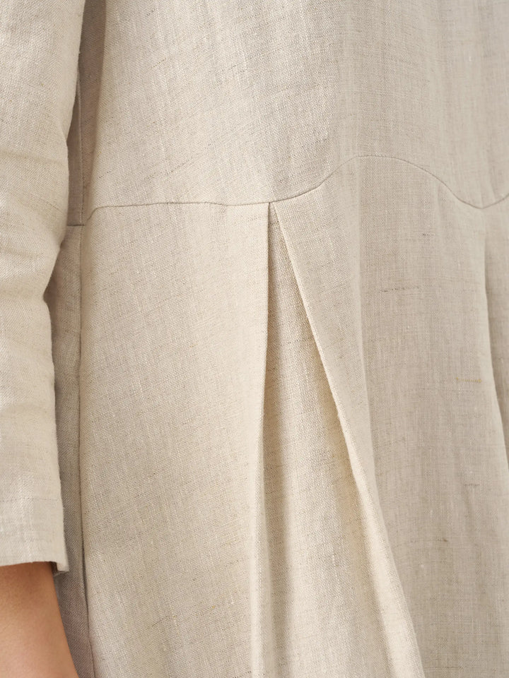 Jacquelyn – Linen Bateau Neck Pleated Women’s Maxi Dress