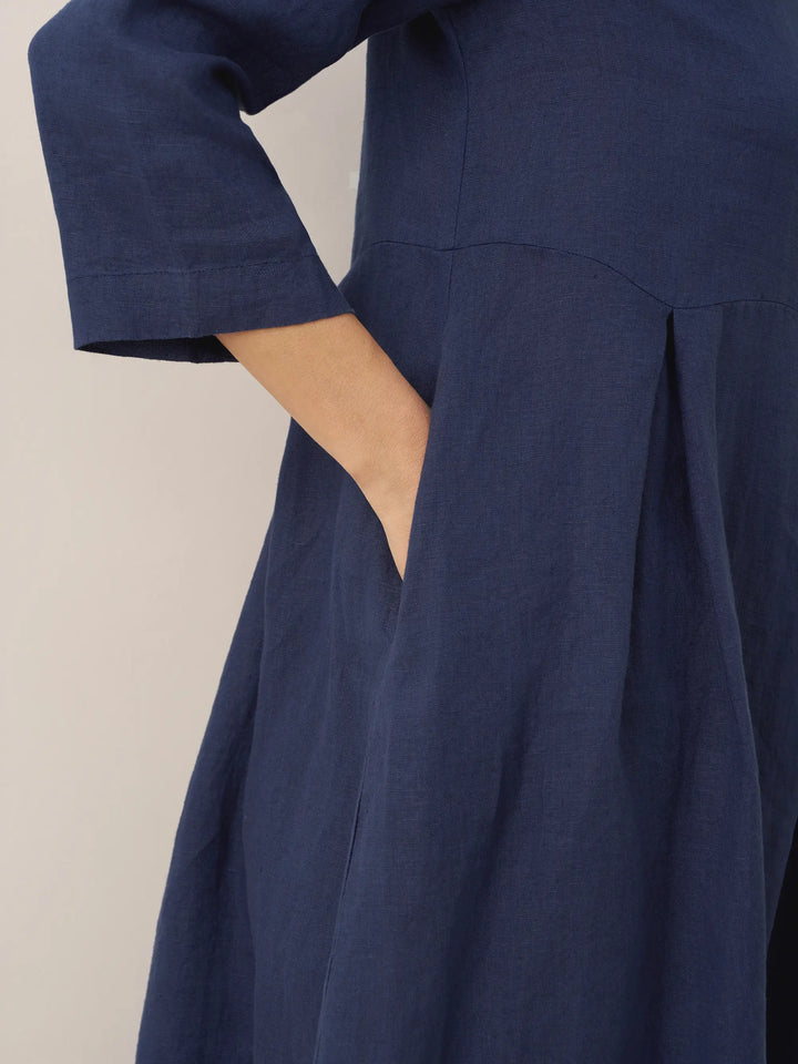 Jacquelyn – Linen Bateau Neck Pleated Women’s Maxi Dress