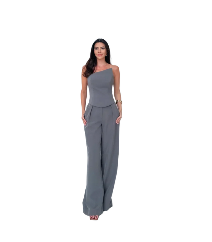 Eliana – Minimalist Women’s One-Shoulder Top & Palazzo Set