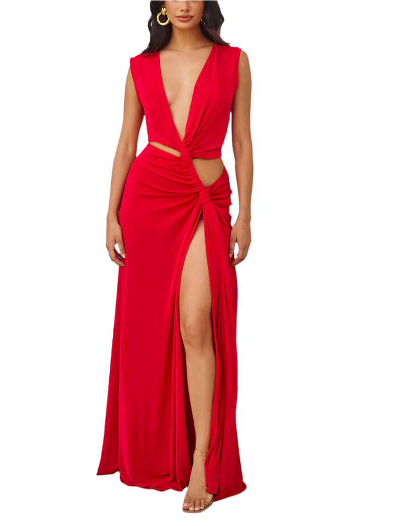 Alice – Twist-Knit Women’s Deep V Maxi Dress