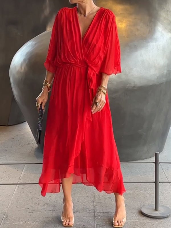 Gianna – Flowy V-Neck Women’s Chiffon Dress