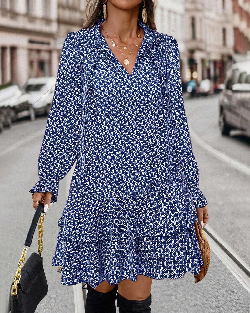 Lina – Geometric Pattern Dress for Women