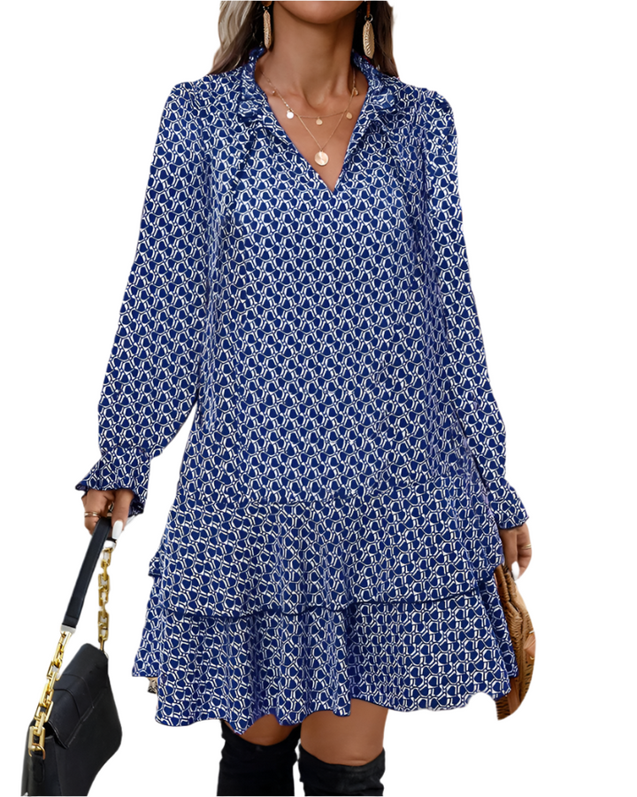 Lina – Geometric Pattern Dress for Women