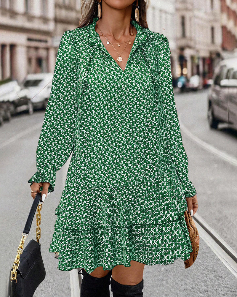Lina – Geometric Pattern Dress for Women