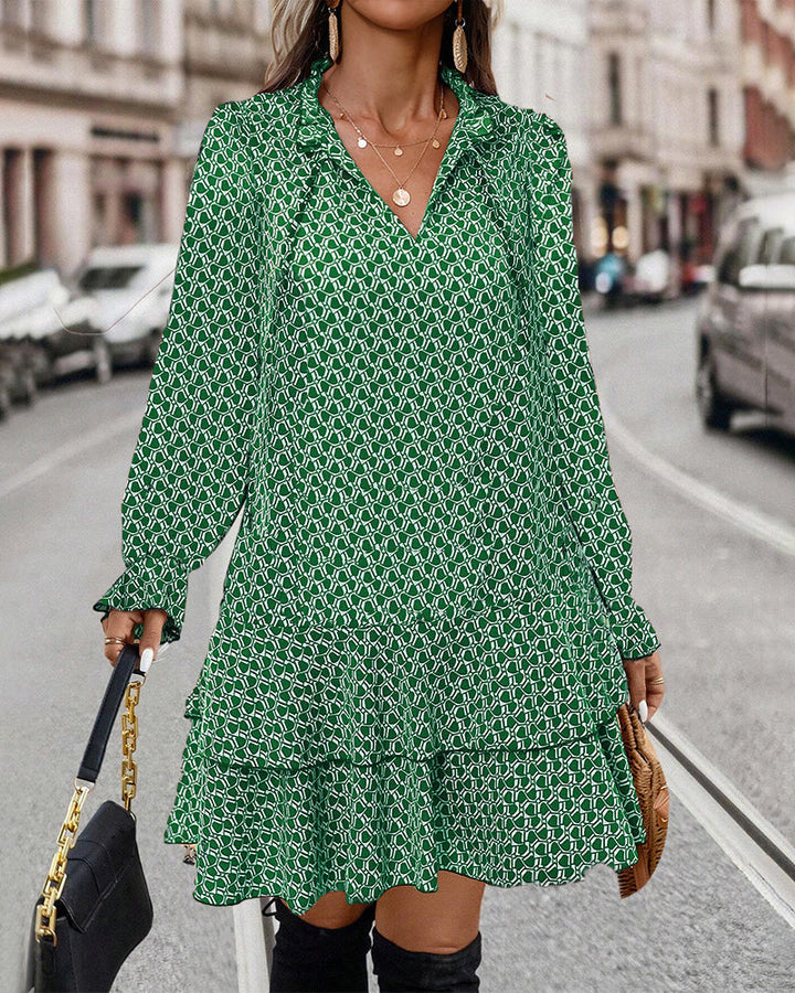 Lina – Geometric Pattern Dress for Women
