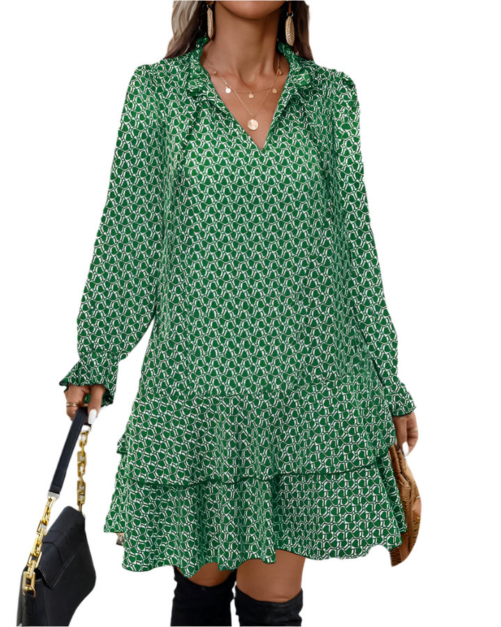 Lina – Geometric Pattern Dress for Women